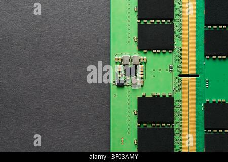 Macro Shot of RAM Stick on Clean Black Paper Surface Stock Photo