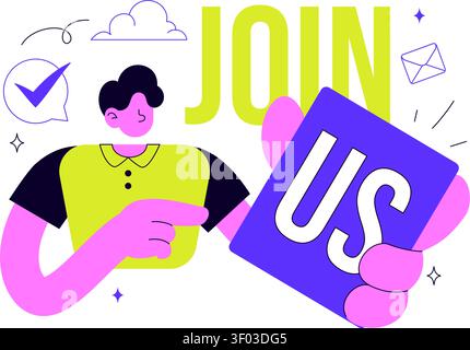 Join Us Vector Illustration Featuring Recruitment Campaign, Hiring Announcement, Team Invitation, Career Opportunity, and Job Vacancy Promotion Stock Vector