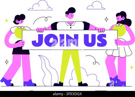 Join Us Vector Illustration Featuring Recruitment Campaign, Hiring Announcement, Team Invitation, Career Opportunity, and Job Vacancy Promotion Stock Vector