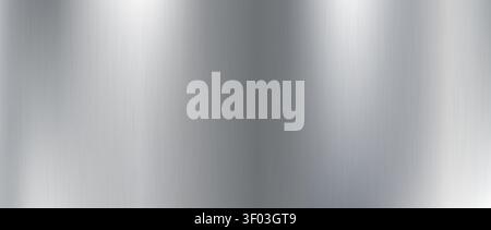 Glare silver metal gradient texture. Grey metallic foil background. Shiny brushed titan, chrome, aluminum sheet backdrop for plaque, plate, sign. Vector stainless steel material surface wallpaper Stock Vector