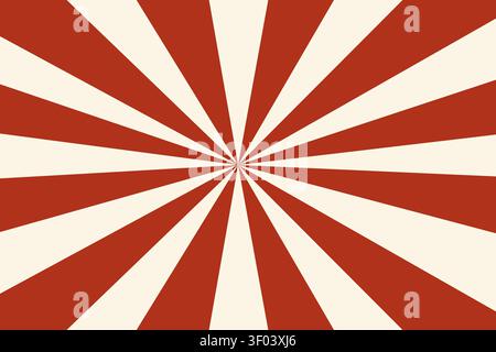 Red and cream radial sunburst pattern with triangular rays emanating from center, dynamic retro geometric design Stock Vector