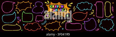 Collection with color crayon text boxes. Stock Vector