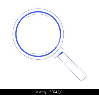 Magnifying glass monochromatic blue cartoon clipart Stock Vector