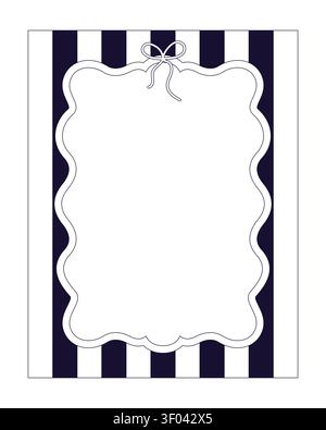 Preppy whimsical aesthetic black and white retro frame Stock Vector