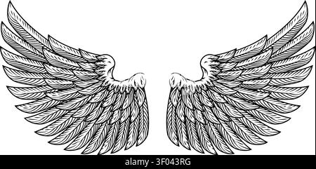 Bird Feather Angel Eagle Wings Pegasus Design Stock Vector