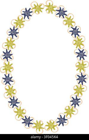 Doodle frame with colorful elements. Trendy graphic template. Cute empty frame box Stock Vector