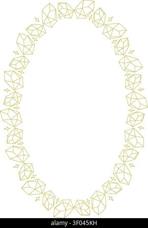 Crystal frame. Line art healing crystal template. Baby shower design Stock Vector
