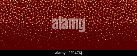Autumn festive stars or confetti fall background with glitter and gold speckles pattern texture. Stars confetti background with small dots and star dust or color spots for birthday border frame bg Stock Vector