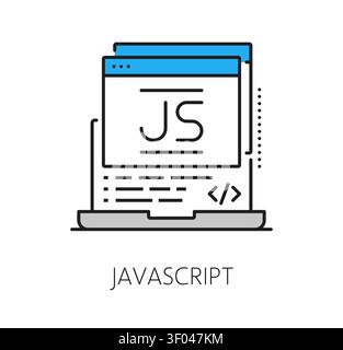 Software Javascript program code line icon or sign. Software programing outline sign, program code development icon. Computer system technology pictogram Stock Vector