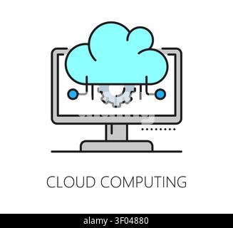Software cloud computing program code line icon or sign. Software development linear icon, program code programing sign. Application technology symbol Stock Vector