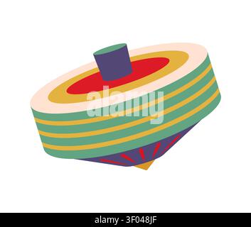 Koma spinning top, Japanese New Year holiday symbol and cartoon toy icon. Koma spinning top traditional folk art and handicraft kids play with ornament for Japanese New Year Oshogatsu gift Stock Vector