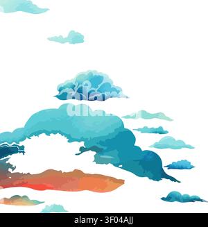 Seamless watercolor clouds background. hand drawing. Not AI, Vector illustration Stock Vector