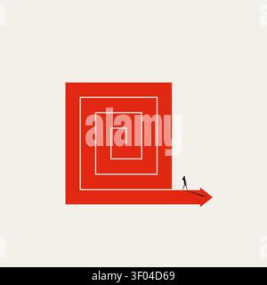 Business woman finding way out of maze to growth vector concept of solution strategy and problem solving Stock Vector