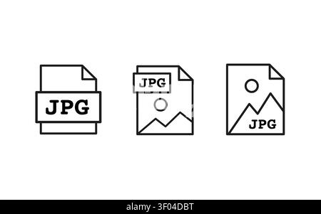 JPG file outline icons set, vector illustration of image file format symbols with minimal line art style. Digital picture, photography, graphic Stock Vector