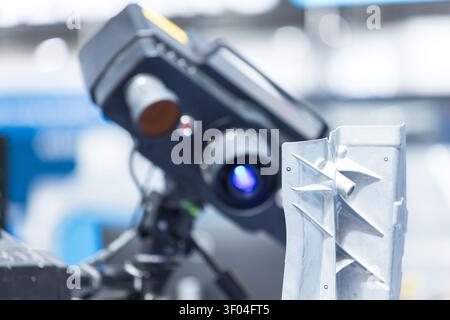 Advanced industrial 3D optical scanner for precision metrology and automated quality control in modern manufacturing Stock Photo