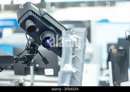 Advanced industrial 3D optical scanner for precision metrology and automated quality control in modern manufacturing Stock Photo