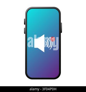 Volume alert smartphone blue vector icon features speaker notification. The digital sound concept complements media apps. Stock Vector