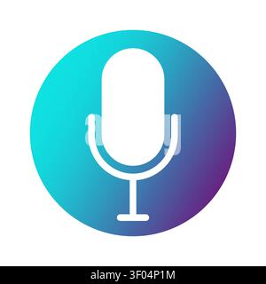 Voice recognition button gradient vector element features microphone sign. The digital audio concept enhances app designs. Stock Vector