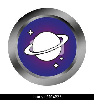 Space planet glossy button color vector element features shiny UI. The galaxy exploration concept complements app layouts. Stock Vector