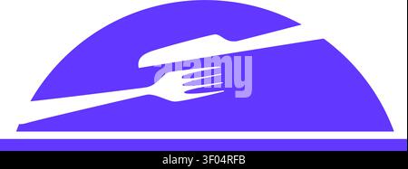 Food Cover Cloche with Cutlery Logo Stock Vector