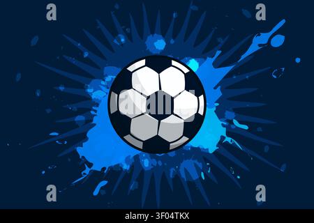 Dynamic soccer ball bursting with energy on abstract background. Perfect for sport posters, tournament banners, or football event graphics with Stock Vector