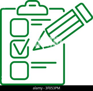 testing, test, education concept. tick in checkbox document on clipboard. correct test solution. success in completing assignment. line style icon. is Stock Vector