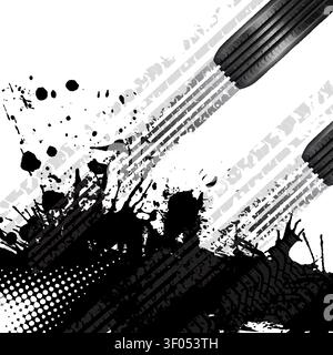 Racing Concept - Flags, Tires and Tracks, grunge vector background Stock Vector
