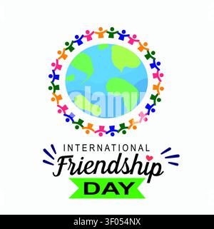 Colorful international friendship day  concept with earth with displays colorful vector design Stock Vector