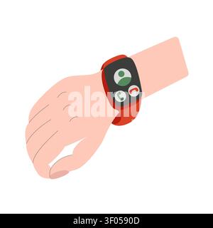 Smart watch with incoming call on hand Stock Vector
