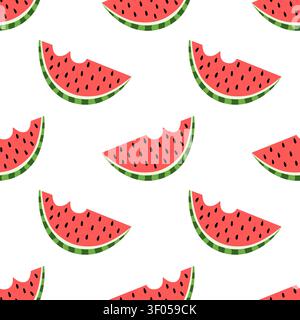Watermelons and pieces of bitten watermelons Stock Vector