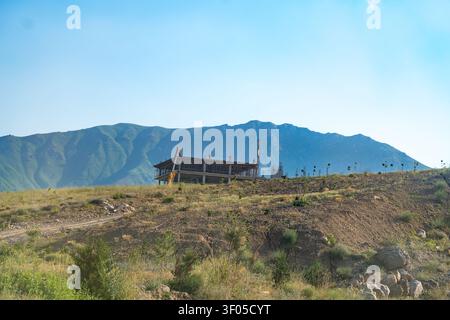 Modern tourism infrastructure project building process near Charvak reservoir region. Concept: Tourism infrastructure development Stock Photo