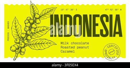 Coffee bean branch. Label, tag Stock Vector
