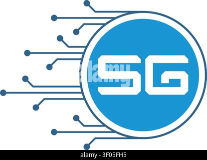 Modern 5G wireless network communication technology vector logo Stock Vector