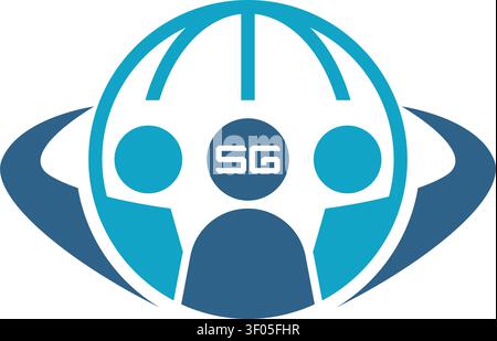 Modern 5G wireless network communication technology vector logo Stock Vector