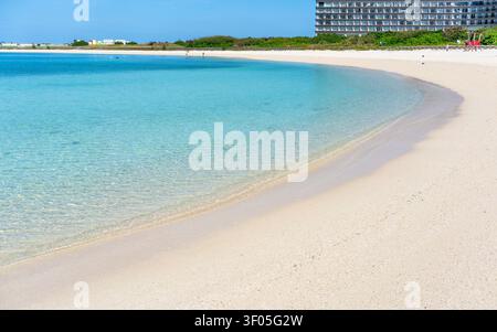 Scenic view of Miyako island Sunset Beach with white sand and blue sea and nobody in Miyakojima Okinawa Japan Stock Photo