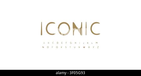 Iconic geometric font alphabet with simple premium forms for fashion logo, brand mark, editorial title and clean boutique identity. Agency symbol Stock Vector