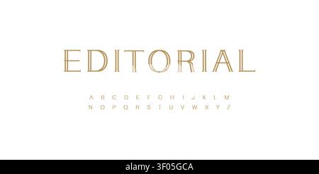Stripe Font Linear Logo Outline Alphabet Contour Letter Set Modern Geometric Typography, Creative Typographic Design for Retro Title Text Headline Stock Vector