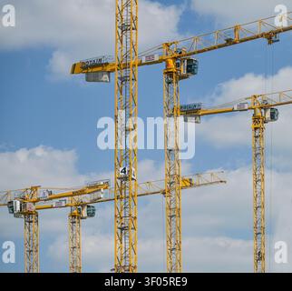 Cranes, construction site, Holzmarktstraße, Mitte district, Berlin, Germany Stock Photo