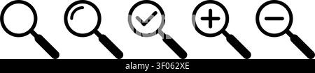 Magnifying glass icon symbol set Stock Vector