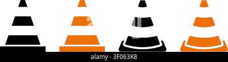 Traffic cone icon – safety, construction and road warning symbol. Stock Vector