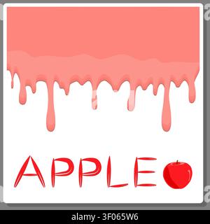 Illustration on theme of sweet liquid jam apple dripping down white milk, apple jam pattern consisting from background white milk, healthy exclusive j Stock Vector