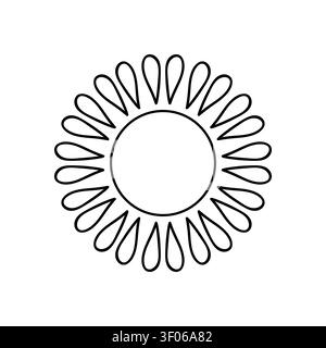 Monochrome sun icon. Abstract sun with segmented rays, isolated on white background. Simple element Stock Vector