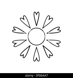 Monochrome sun icon. Abstract sun with segmented rays, isolated on white background. Simple Stock Vector