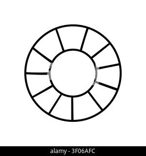 Monochrome sun icon. Abstract sun with segmented rays, isolated on white background. Simple design element for summer, weather or energy themes Stock Vector