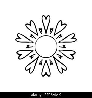 Monochrome sun icon. Abstract sun with segmented rays, isolated on white background. Simple design element for summer, weather or energy Stock Vector