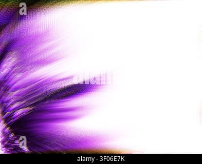 Grainy minimalist abstract background with a purple light burst and motion blur sweeping from the left into bright white space, ideal for modern desig Stock Photo