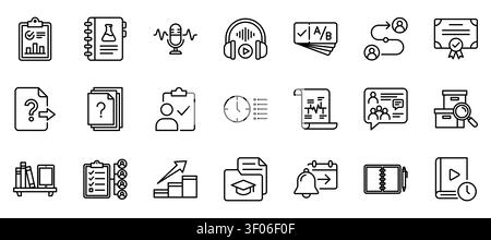 online education e-learning school course linear vector icon set Stock Vector