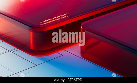 The design shows encrypted data security elements in a modern layout. Bright colors highlight technology aspects involved in data protection. Stock Photo