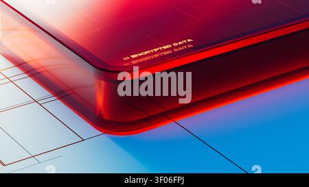 The design shows encrypted data security elements in a modern layout. Bright colors highlight technology aspects involved in data protection. Stock Photo