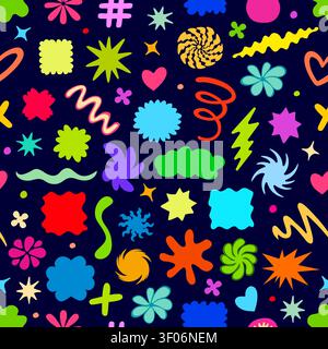 Funky groovy shapes, Y2K bubbles seamless pattern Stock Vector